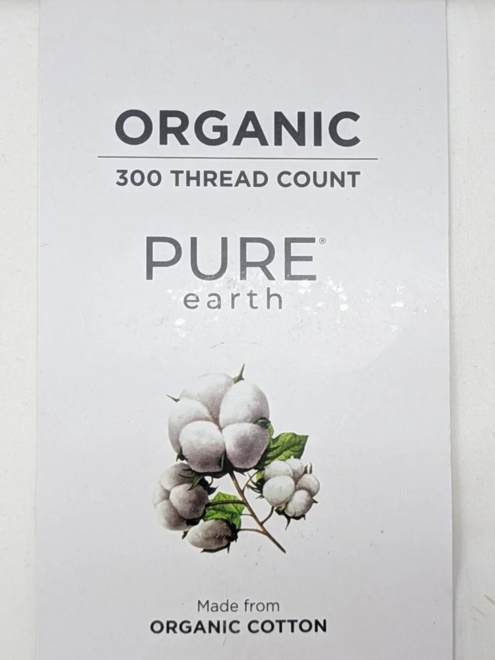 NEW Pure Earth Organic 300 Thread Count White California King Sheet Set